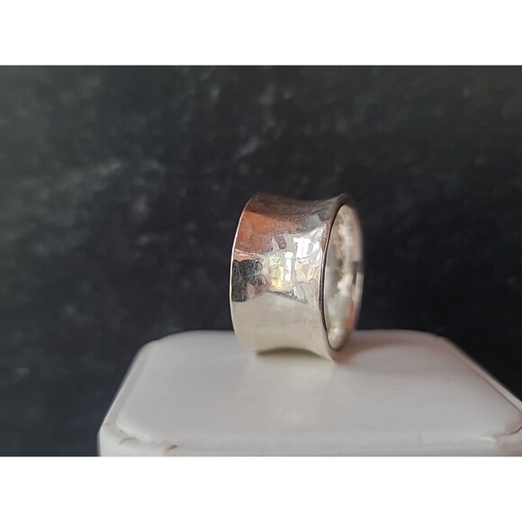 925 Sterling Hammered Silver Band Ring, Size US 8 Vintage - Picture 4 of 10